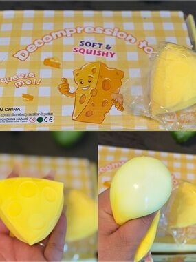 1 Cheese Slice Squishy Stress Toy - Yellow